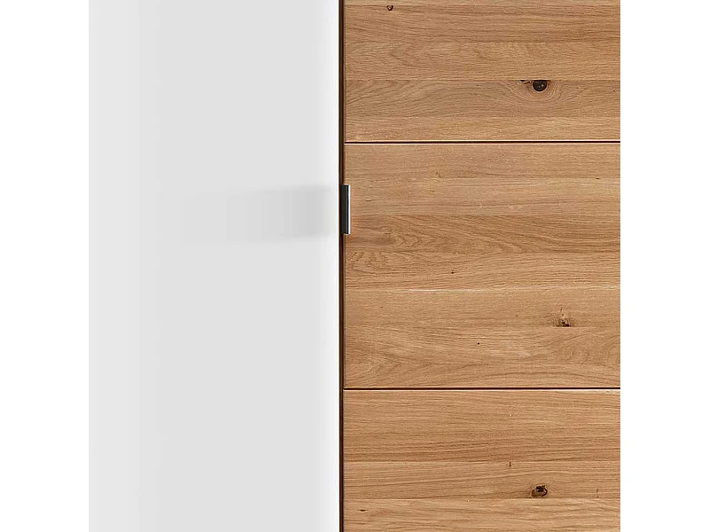 Kleiderschrank Wildeiche geölt Glas Weiß 245 cm breit
