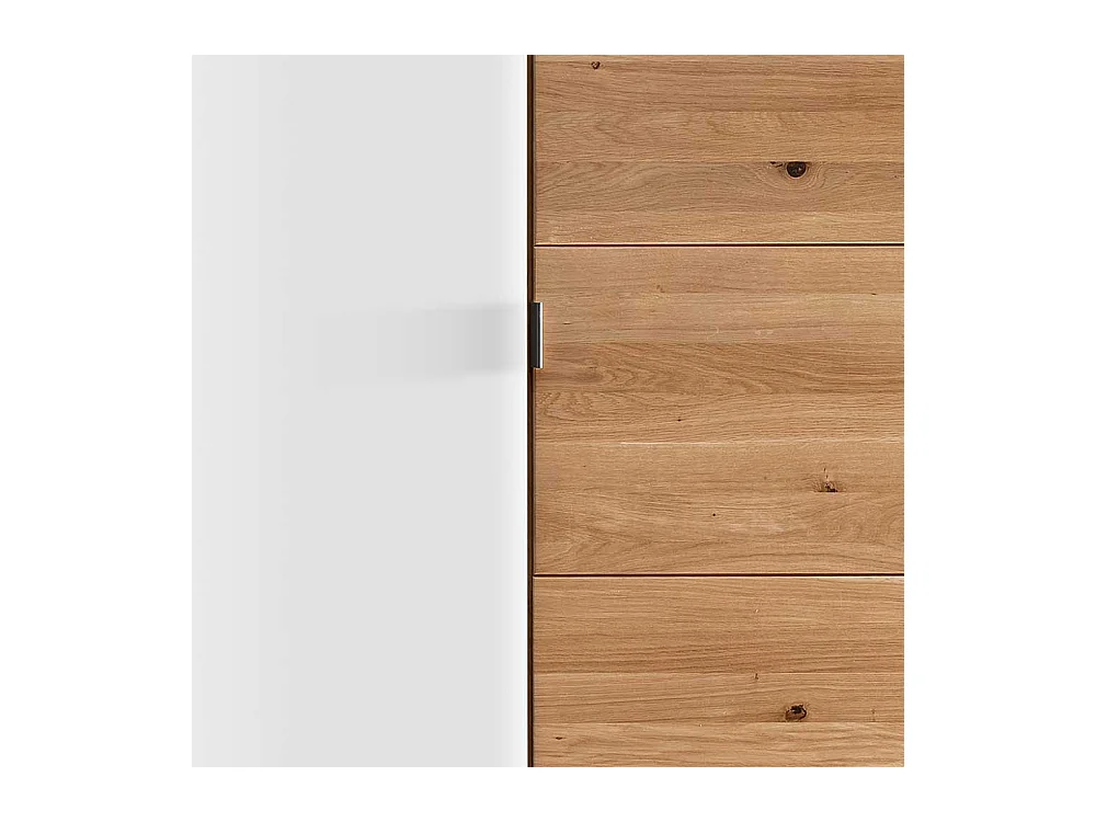 Kleiderschrank Wildeiche geölt Glas Weiß 245 cm breit
