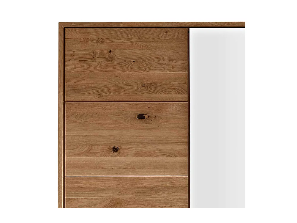 Kleiderschrank Wildeiche geölt Glas Weiß 245 cm breit