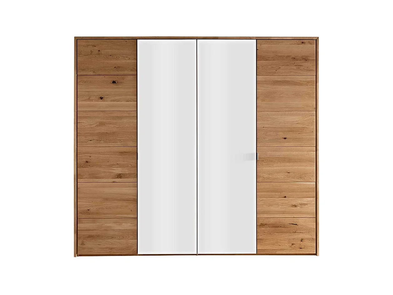 Kleiderschrank Wildeiche geölt Glas Weiß 245 cm breit