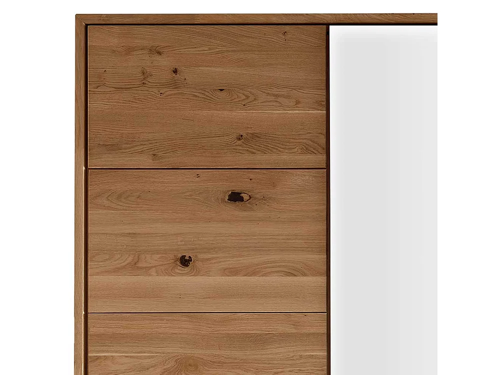 Kleiderschrank Wildeiche geölt Glas Weiß 245 cm breit