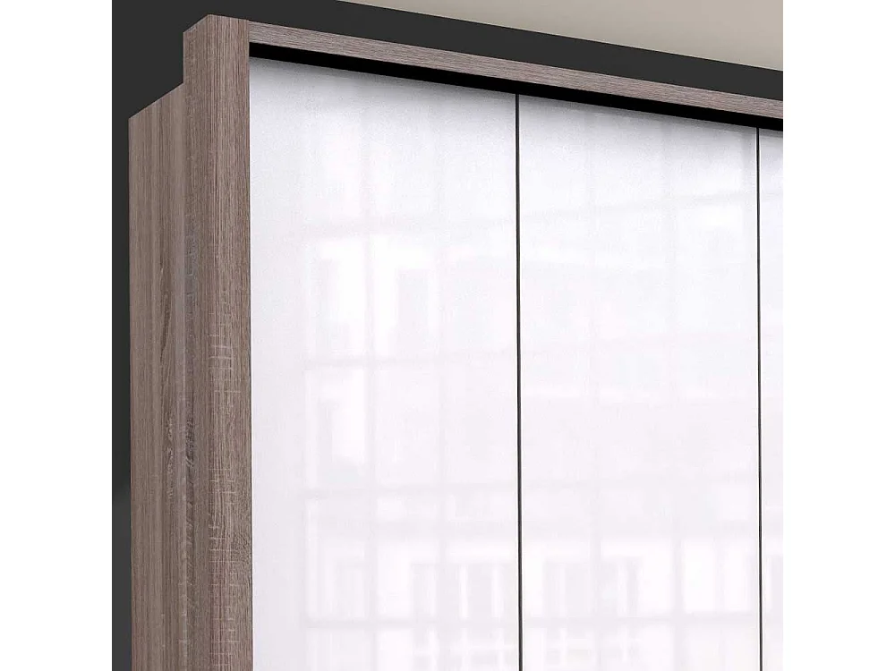 XL Schlafzimmerschrank in Weiß Eiche Trüffelfarben