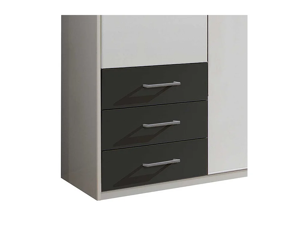 Großer Kleiderschrank mit Spiegel und sechs Schubladen 225 cm breit