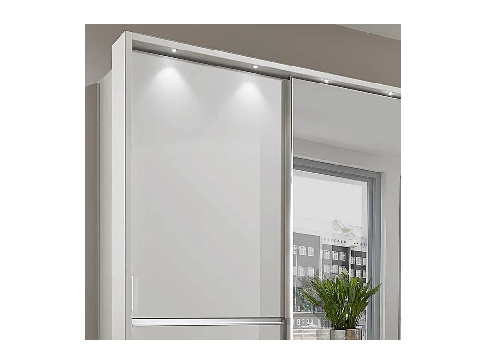 Schlafzimmerkleiderschrank in Weiß Schwebetüren und Schubladen