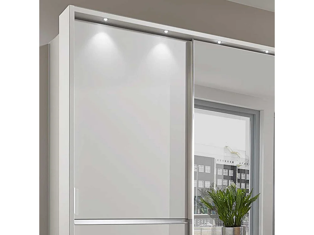 Schlafzimmerkleiderschrank in Weiß Schwebetüren und Schubladen