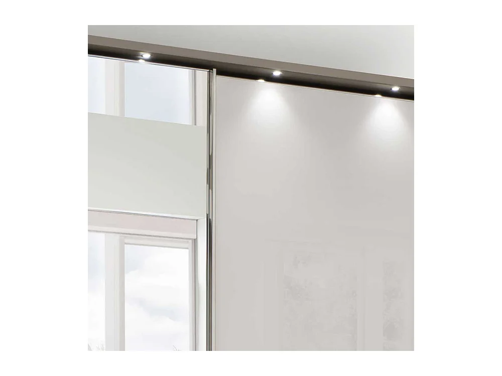 Schwebetuerenschrank mit Spiegel Hellgrau und Braun