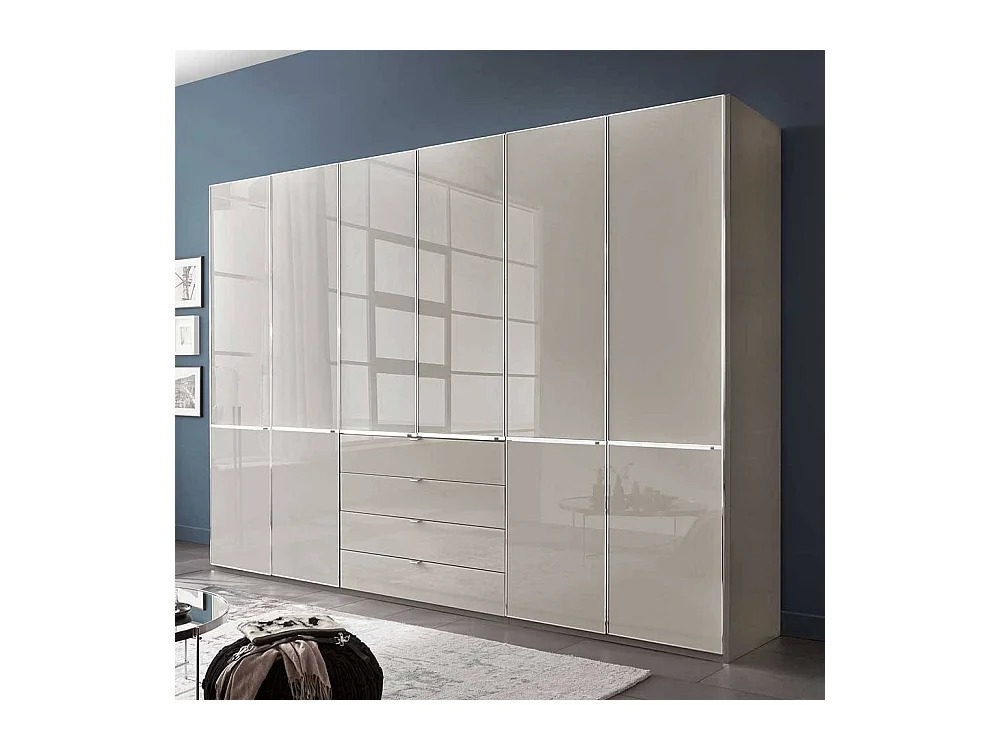 Schlafzimmerschrank Kleiderschrank - Front glasbeschichtet 296 cm breit
