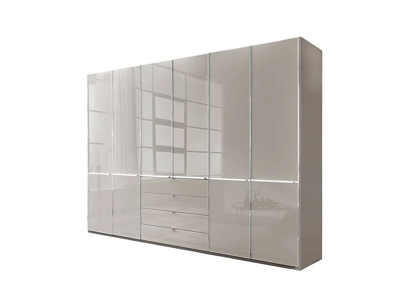 Schlafzimmerschrank Kleiderschrank - Front glasbeschichtet 296 cm breit