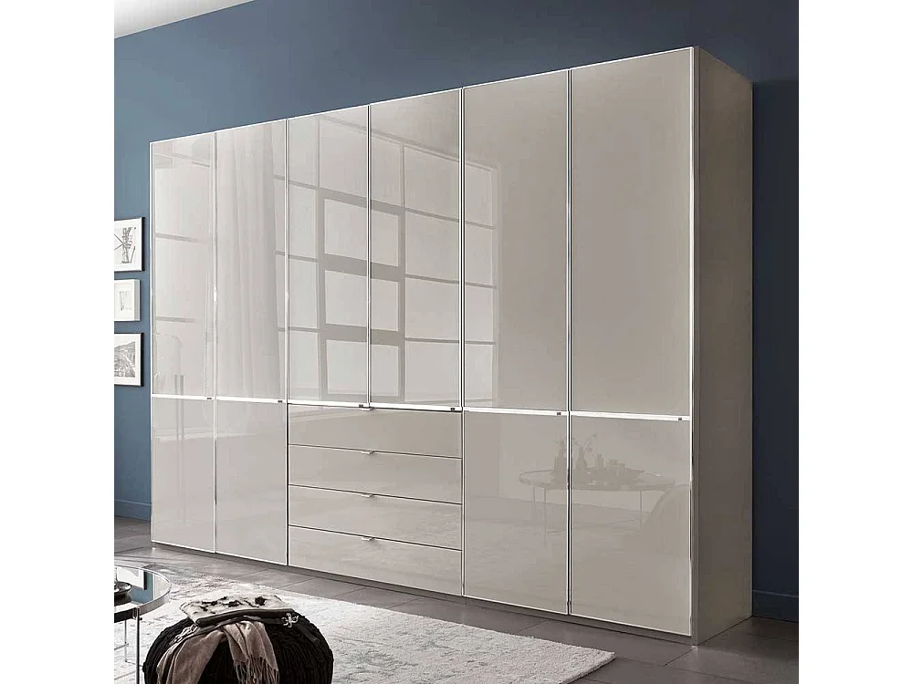 Schlafzimmerschrank Kleiderschrank - Front glasbeschichtet 296 cm breit