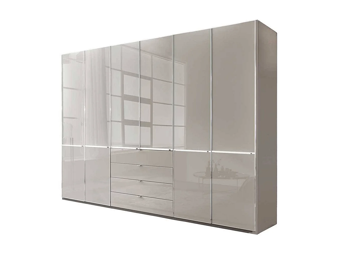 Schlafzimmerschrank Kleiderschrank - Front glasbeschichtet 296 cm breit