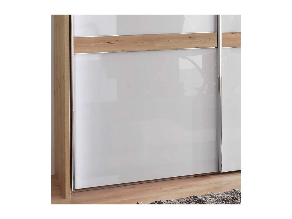 Schlafzimmerschrank in Weiß und Eiche Bianco Schwebetüren
