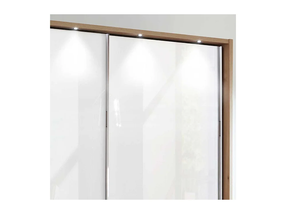 Schlafzimmerschrank in Weiß und Eiche Bianco Schwebetüren