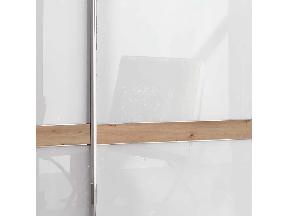 Schlafzimmerschrank in Weiß und Eiche Bianco Schwebetüren