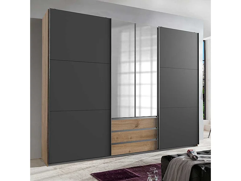 Kleiderschrank mit Spiegeltüren und Schiebetüren Made in Germany