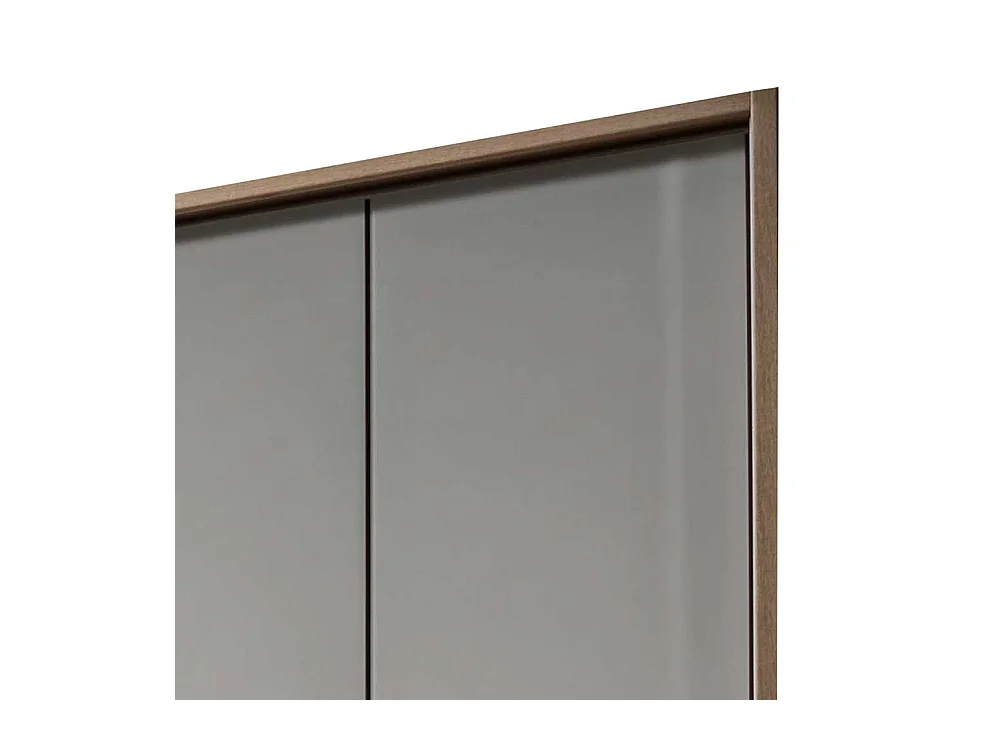 Drehtürenschrank in Beige und Eiche Bianco Glas beschichtet
