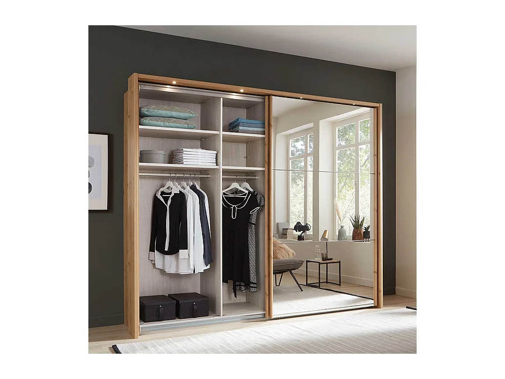 Kleiderschrank in Eiche Bianco Schwebetüren