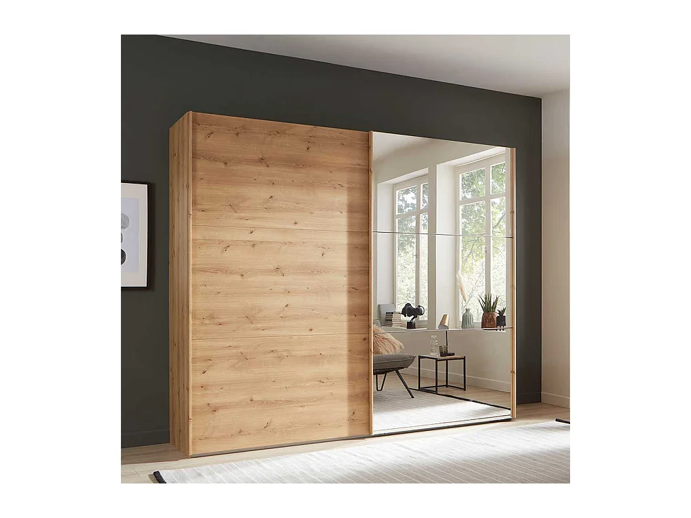 Kleiderschrank in Eiche Bianco Schwebetüren