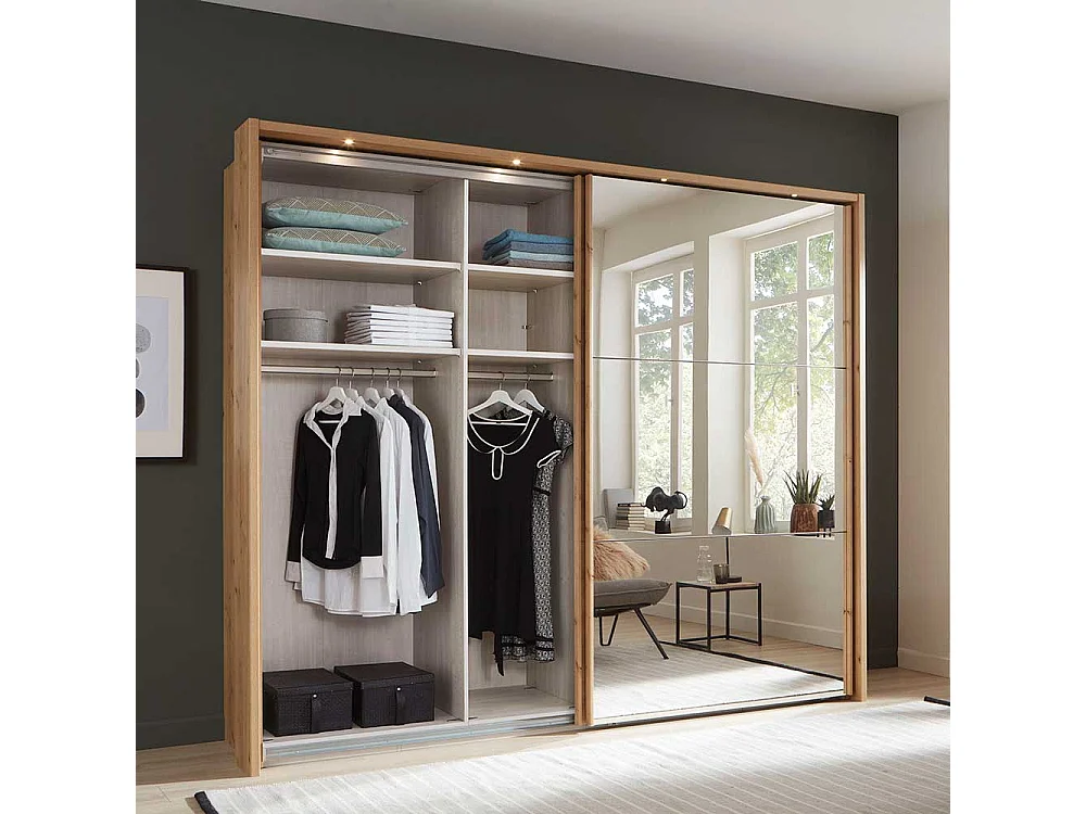 Kleiderschrank in Eiche Bianco Schwebetüren