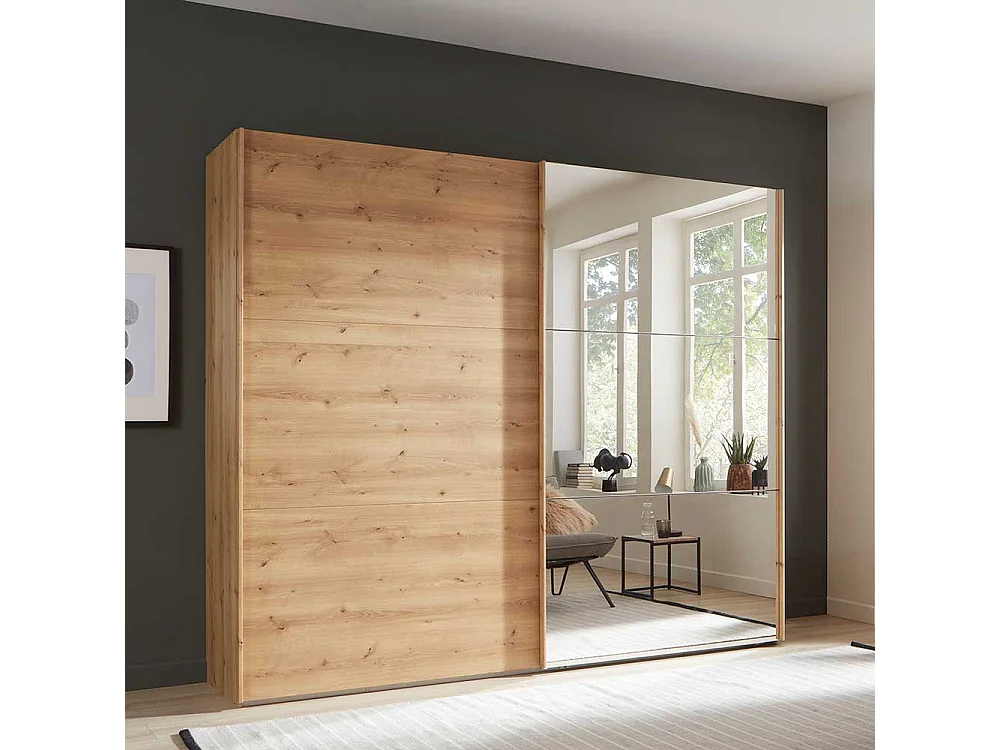 Kleiderschrank in Eiche Bianco Schwebetüren