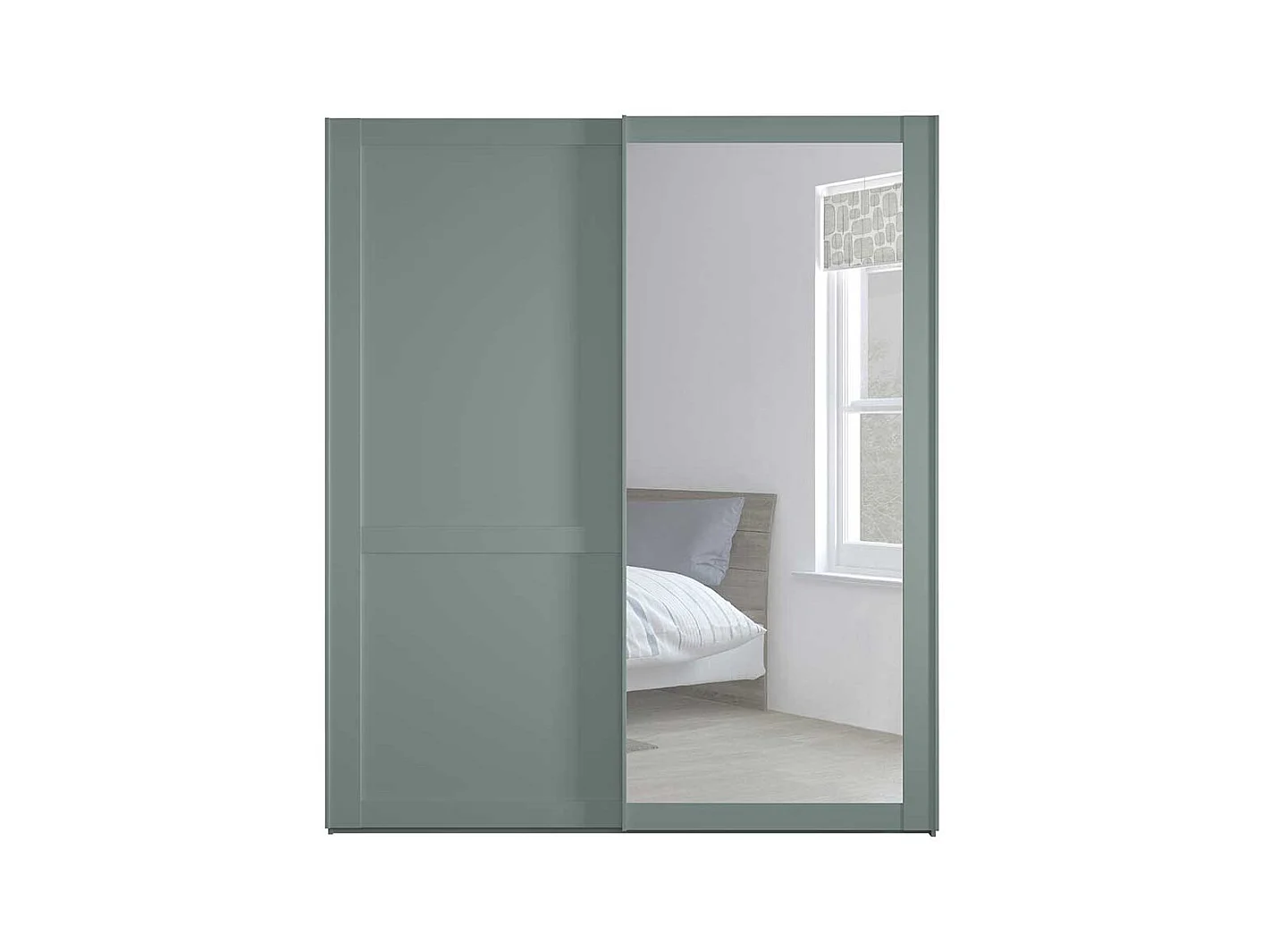 Kleiderschrank mit Gleittüren in Graugrün Made in Germany