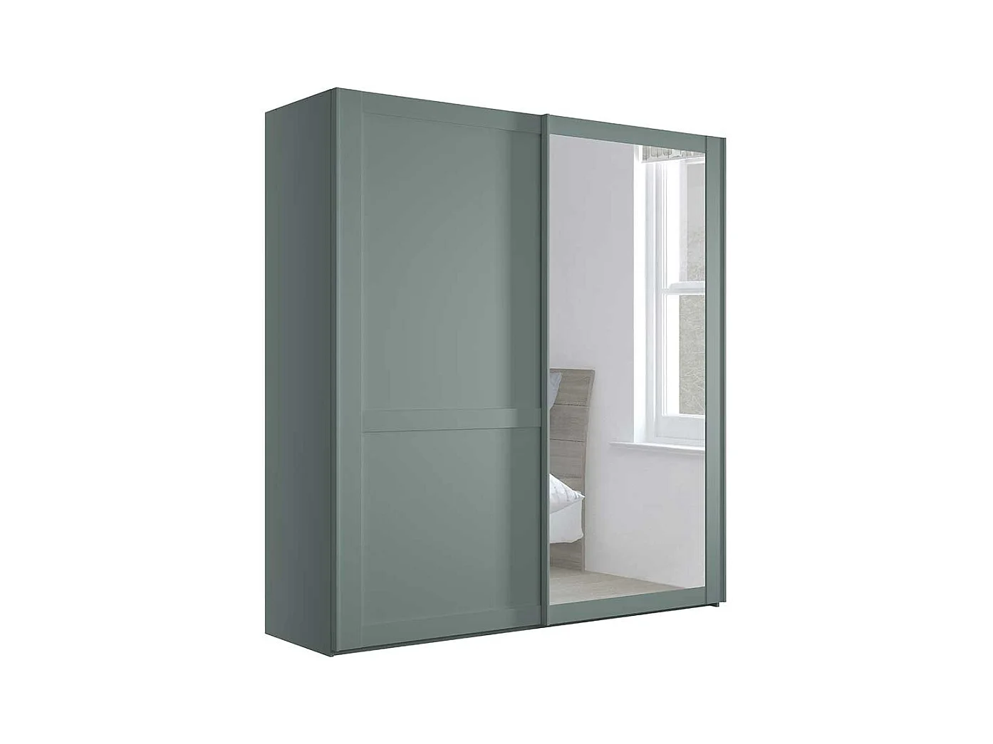 Kleiderschrank mit Gleittüren in Graugrün Made in Germany