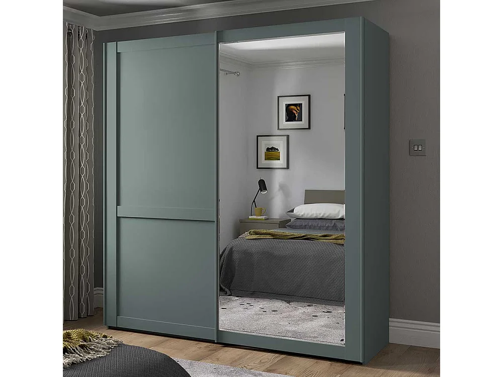 Kleiderschrank mit Gleittüren in Graugrün Made in Germany