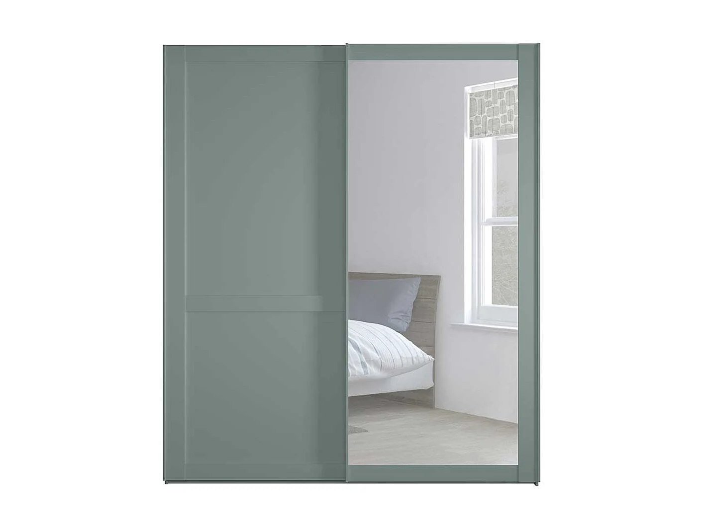 Kleiderschrank mit Gleittüren in Graugrün Made in Germany