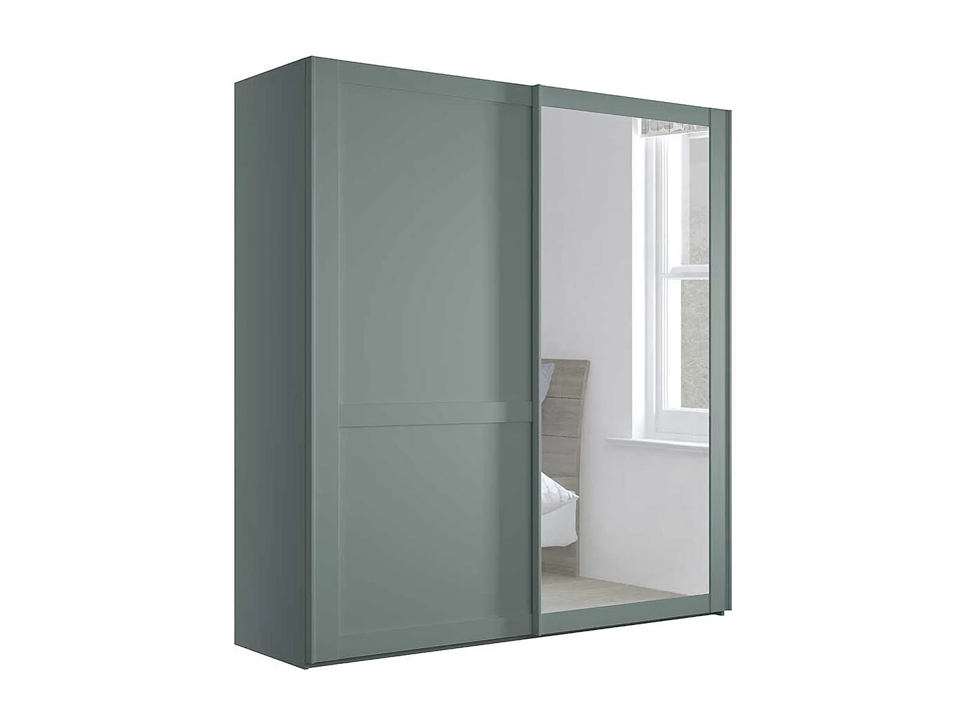 Kleiderschrank mit Gleittüren in Graugrün Made in Germany