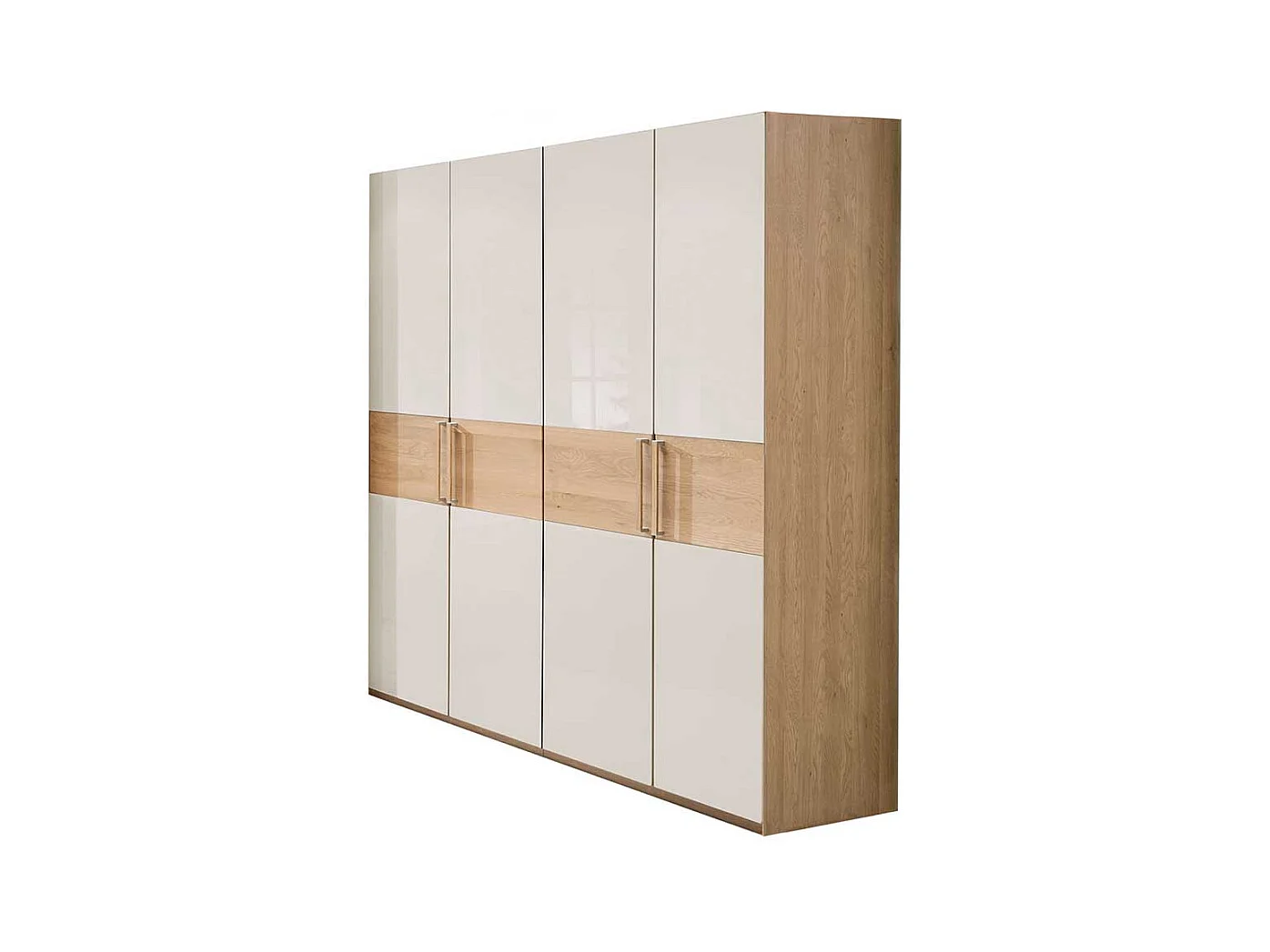 Drehtürschrank in Beige Glas beschichtet Eiche