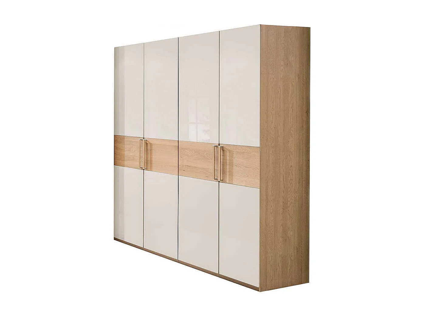 Drehtürschrank in Beige Glas beschichtet Eiche
