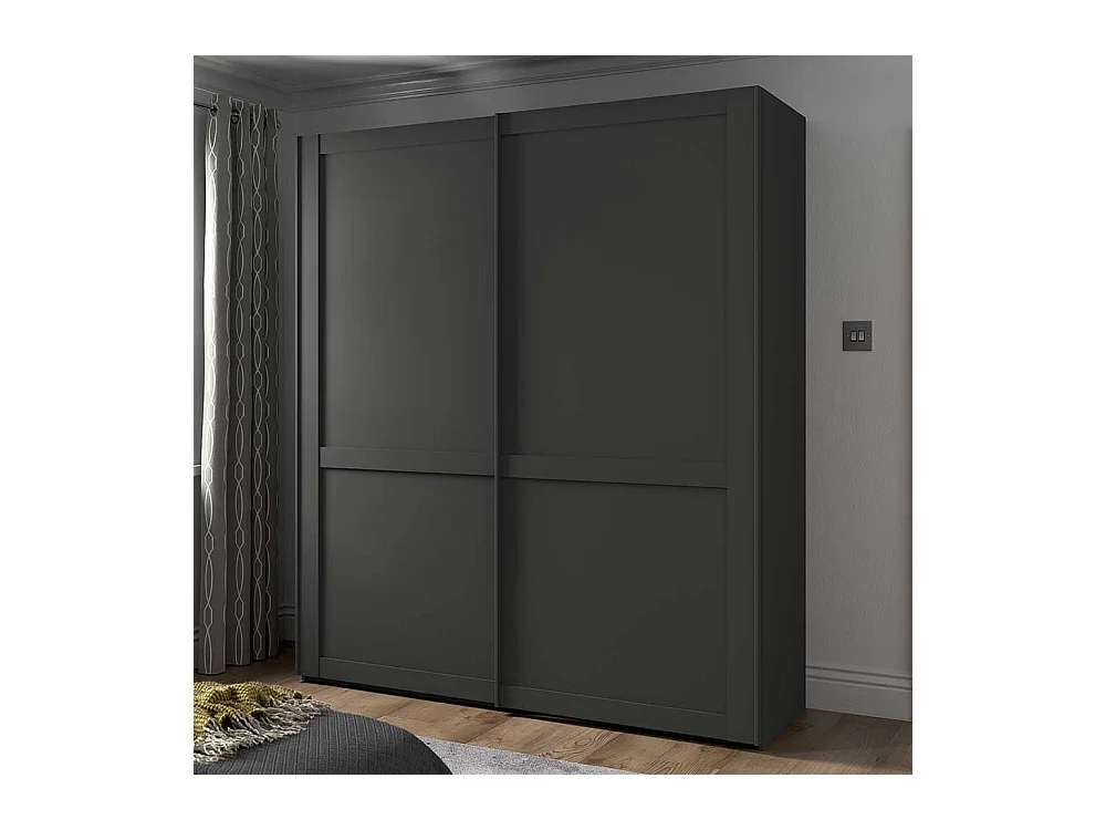 Kleiderschrank mit 2 Schiebetüren in Dunkelgrau Made in Germany