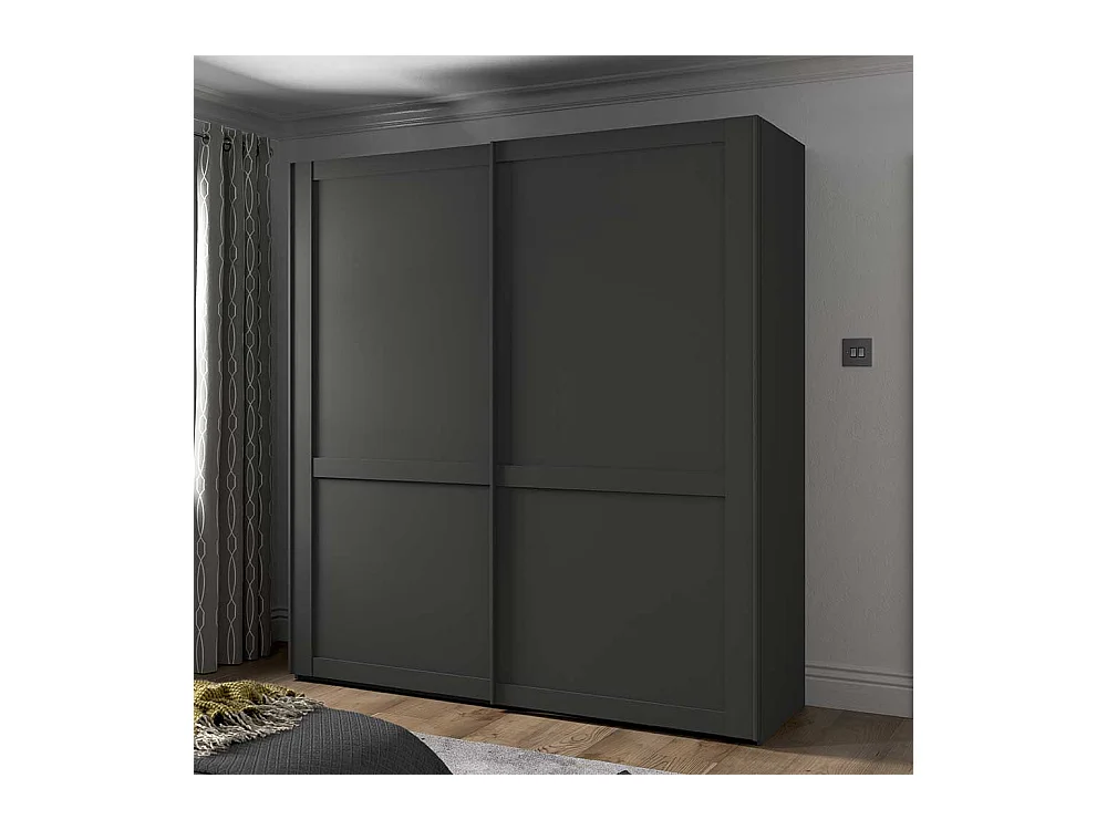 Kleiderschrank mit 2 Schiebetüren in Dunkelgrau Made in Germany