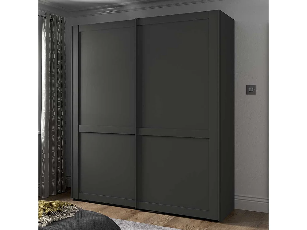 Kleiderschrank mit 2 Schiebetüren in Dunkelgrau Made in Germany