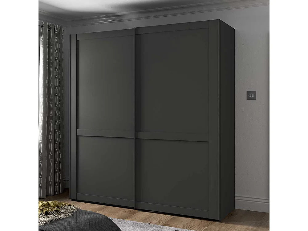Kleiderschrank mit 2 Schiebetüren in Dunkelgrau Made in Germany