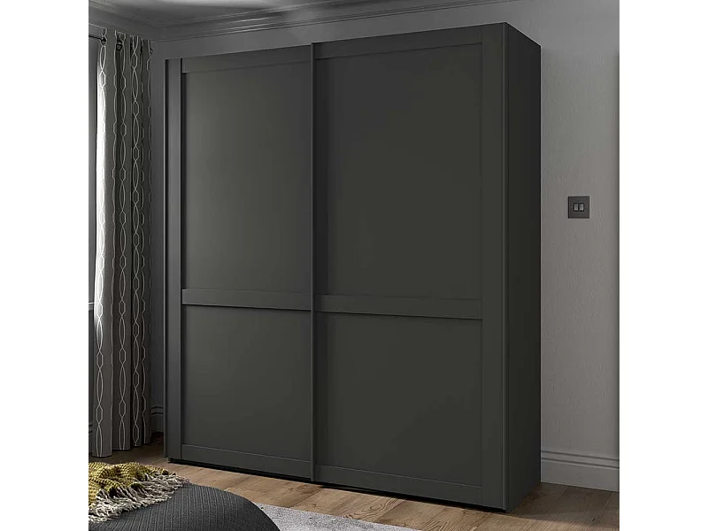 Kleiderschrank mit 2 Schiebetüren in Dunkelgrau Made in Germany