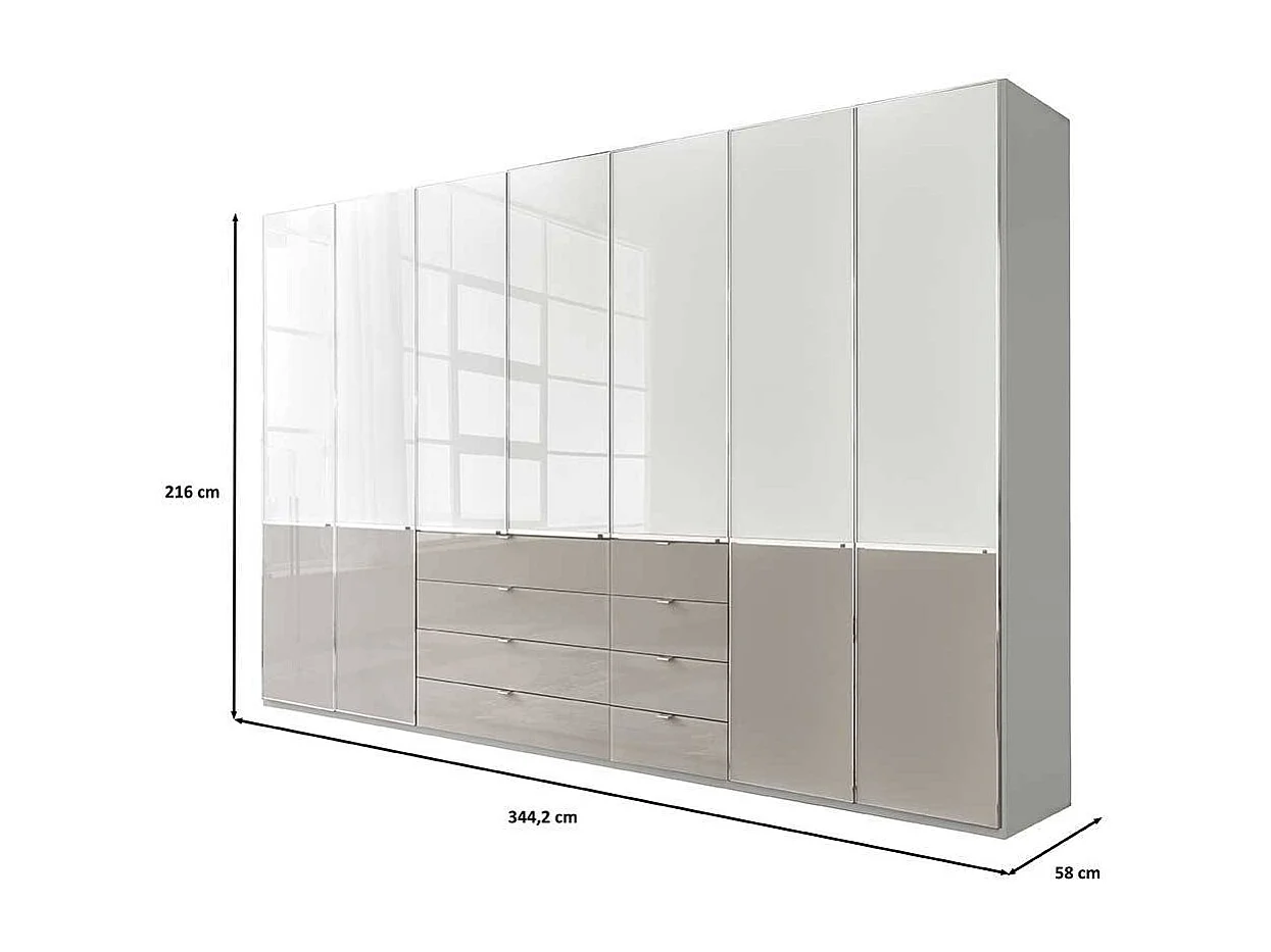 Schlafzimmerkleiderschrank Drehtürenschrank in modernem Design 345 cm breit