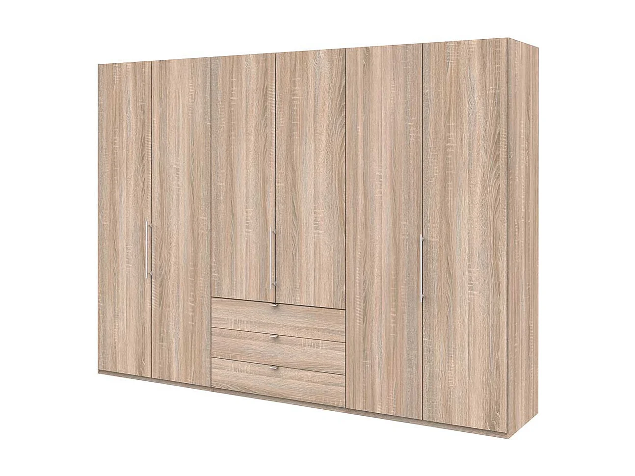 Falttüren Kleiderschrank in Eiche Sägerau mit Schubladen