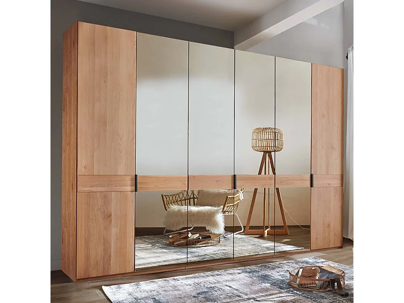 Kleiderschrank Spiegeltürenschrank in Erlefarben und modernem Design