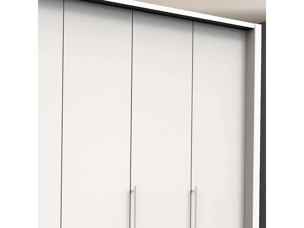 Kleiderschrank in Weiß Falttüren und vielen Schubladen