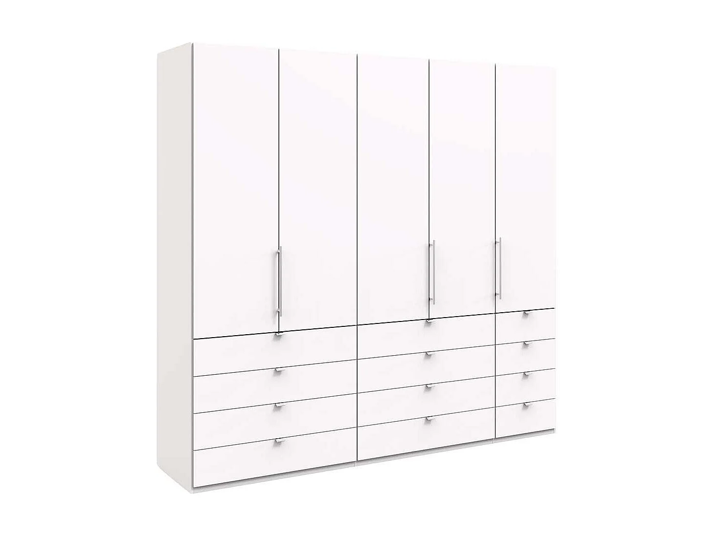 Kleiderschrank in Weiß Falttüren und vielen Schubladen