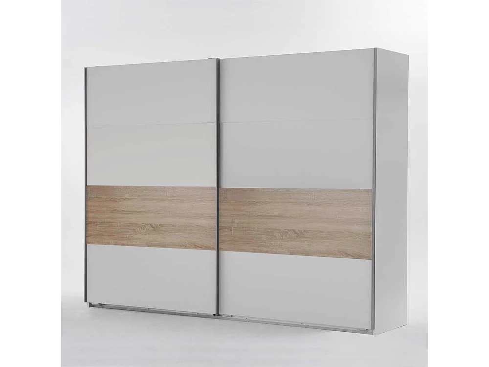 Kleiderschrank in Weiß Sonoma Eiche Schiebetüren