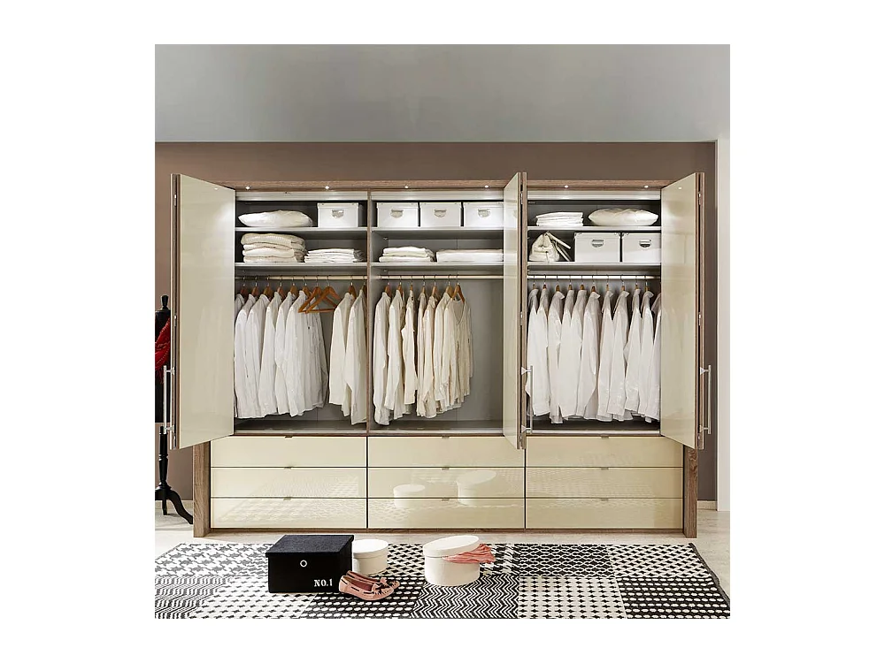 Schlafzimmerschrank mit Falttüren Creme Weiß