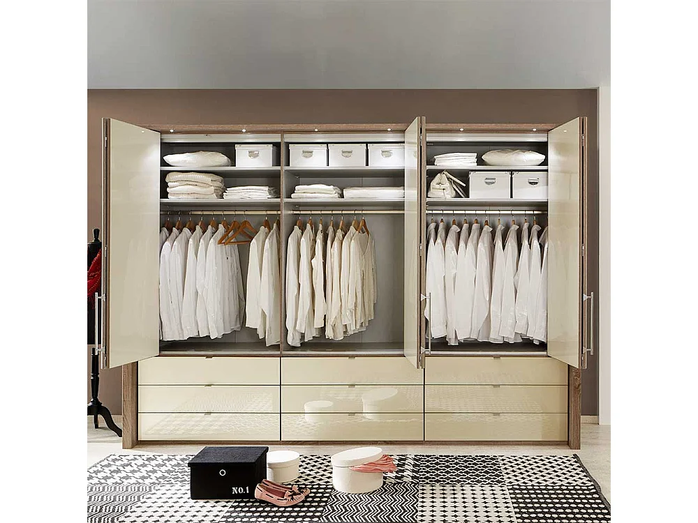 Schlafzimmerschrank mit Falttüren Creme Weiß