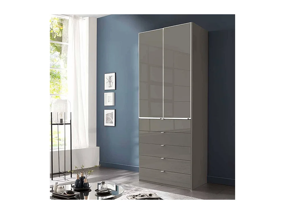 Kleiderschrank Schlafzimmerschrank mit fünf Schubladen mit Drehtüren