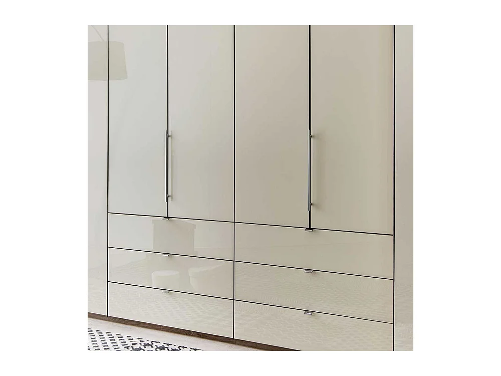 Großer Kleiderschrank mit Falttüren Creme Weiß