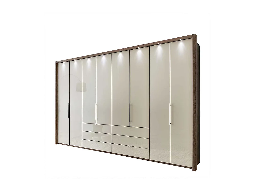 Großer Kleiderschrank mit Falttüren Creme Weiß