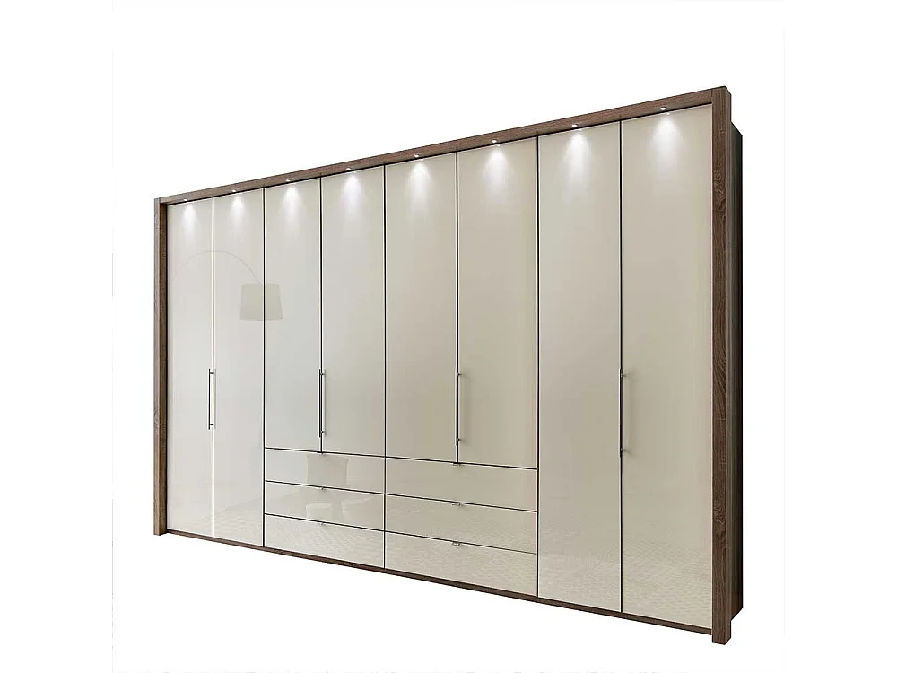 Großer Kleiderschrank mit Falttüren Creme Weiß