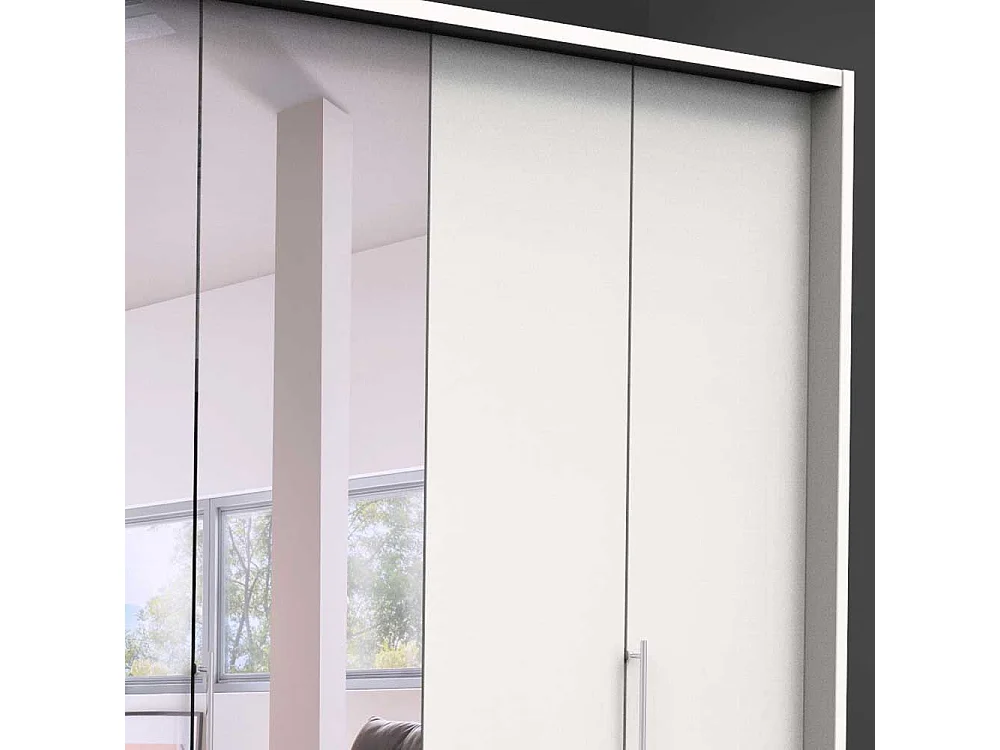 Kleiderschrank mit Spiegel und Falttüren Weiß