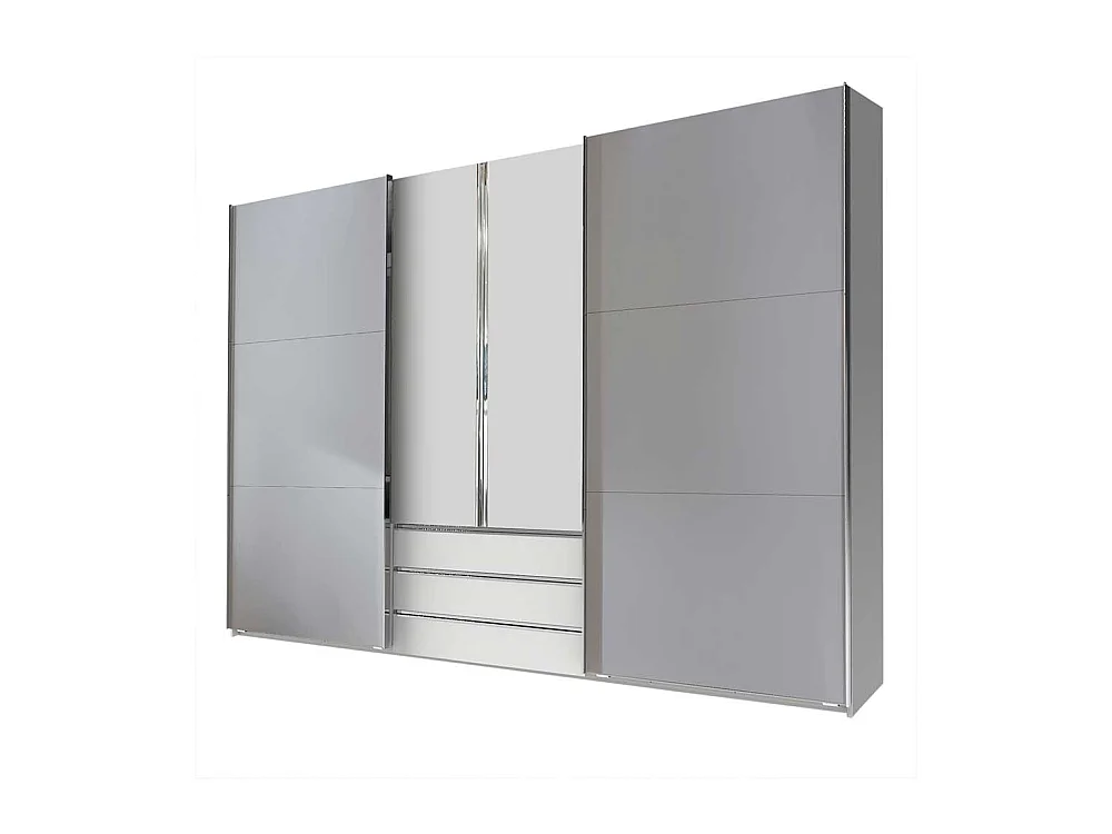 Großer Kleiderschrank mit Dreh- und Schiebetüren Lichtgrau und Weiß