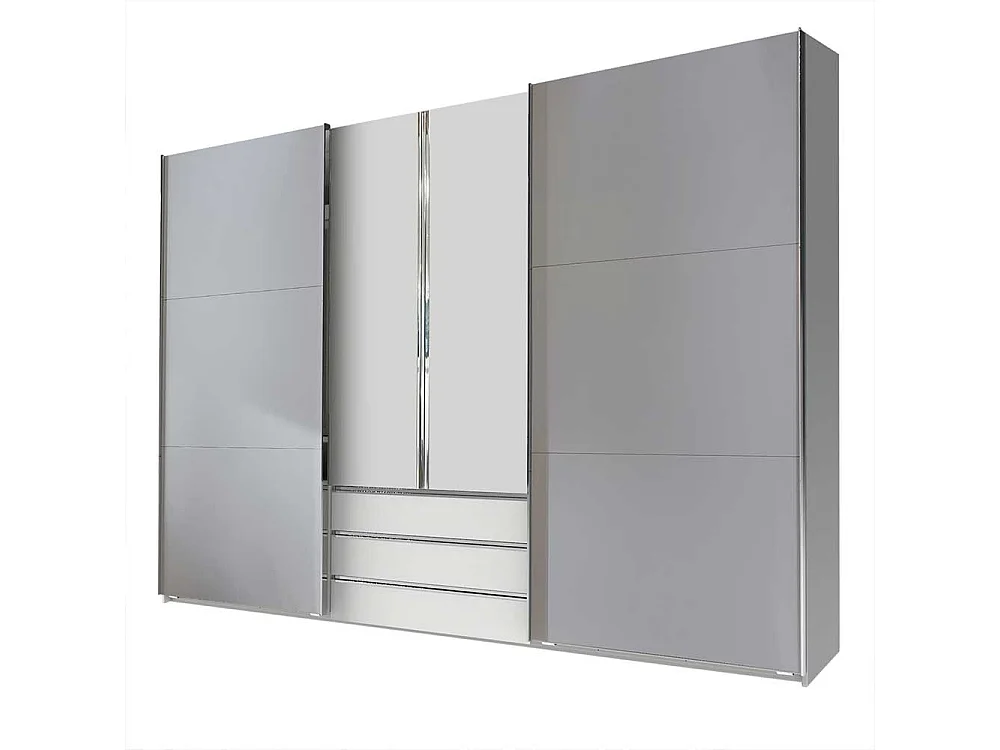 Großer Kleiderschrank mit Dreh- und Schiebetüren Lichtgrau und Weiß